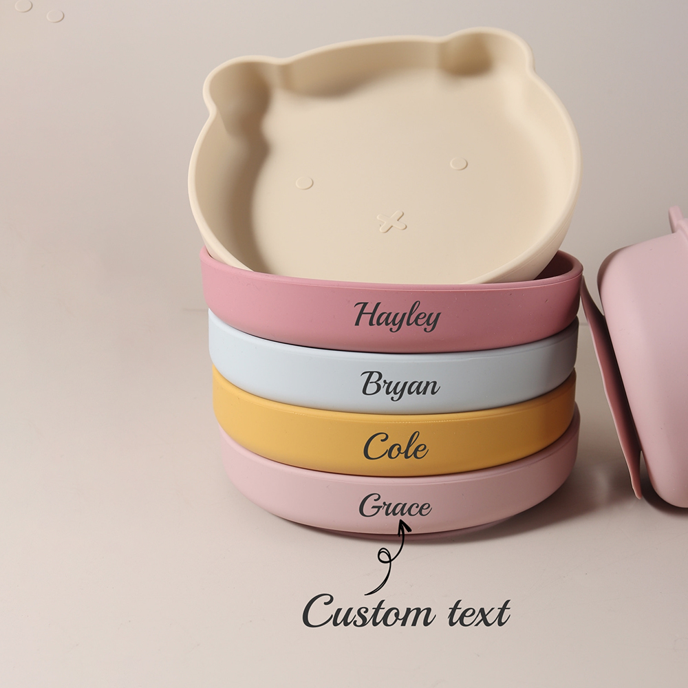 Baby Food Chart - パーソナライズされたベビーベア型シリコン製お食事プレート 初めてのベアプレート | カスタムネーム＆強力な吸引力で簡単授乳
