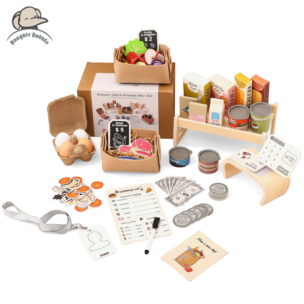 Baby Food Natural - 赤ちゃん向け知育玩具プレイハウス、ショッピングおもちゃ子供向けインタラクティブシミュレーションスーパーマーケットゲームキッズ木製野菜食品おもちゃ