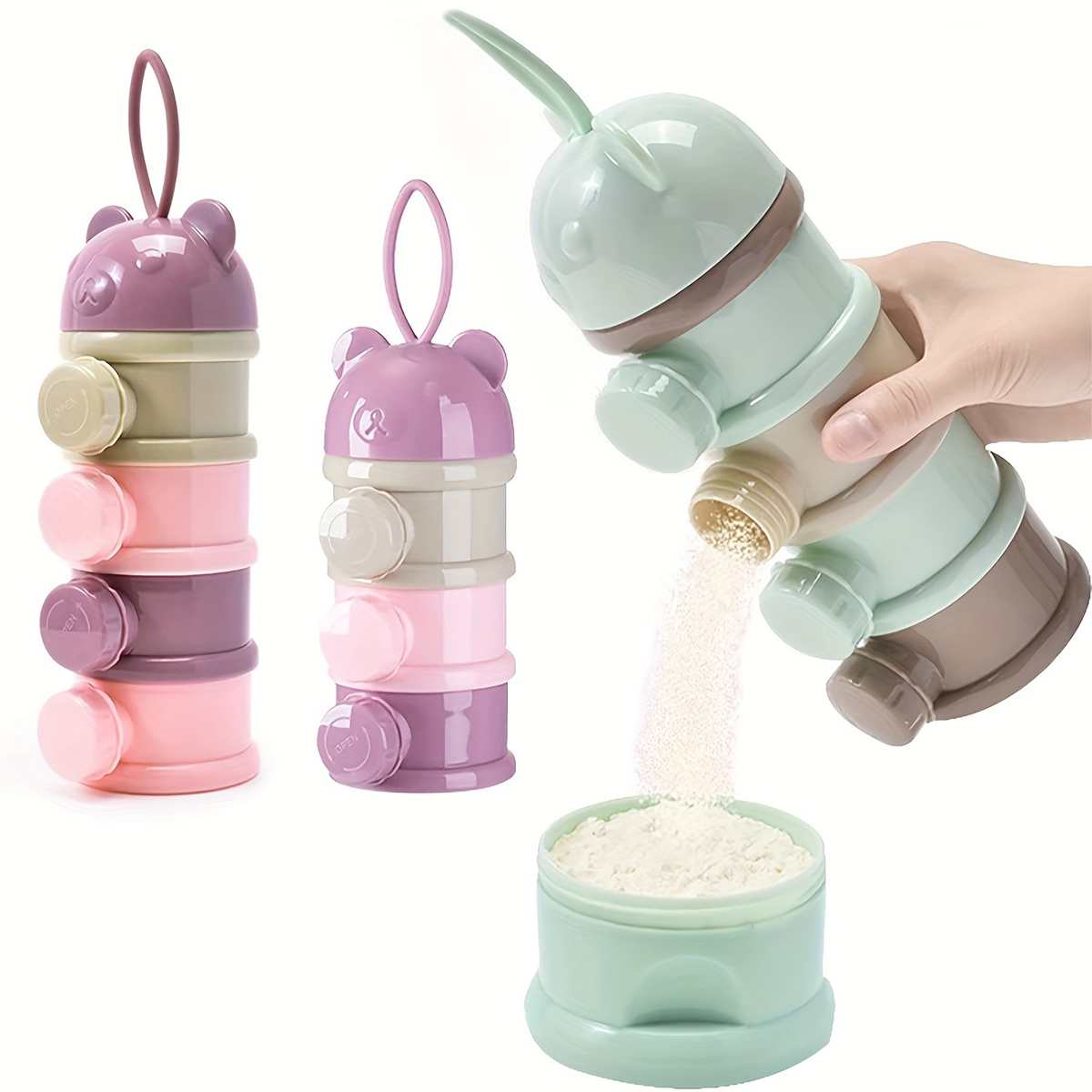 Baby Food Zone - ストラップ付き大容量ベビーミルクパウダーコンテナ、ベビーフォーミュラディスペンサー、積み重ね可能な食品保存ボックス、ポータブルスナックボックス