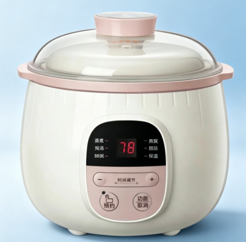 Baby Food Steamer - 0.8L ベビーポリッジメーカー 自動セラミック煮込み鍋 200W 220V ベビーフード用蒸し器付き