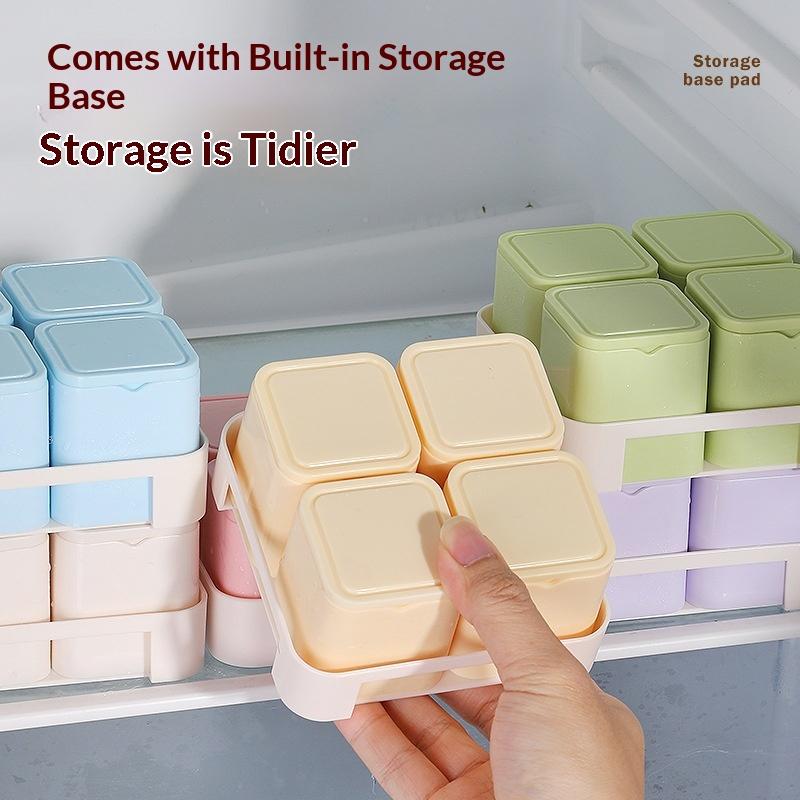 Baby Food Homemade - 4グリッドベビーフード保存容器、防塵蓋とトレイデザイン、耐熱性、自家製ベビーフードの冷凍に最適