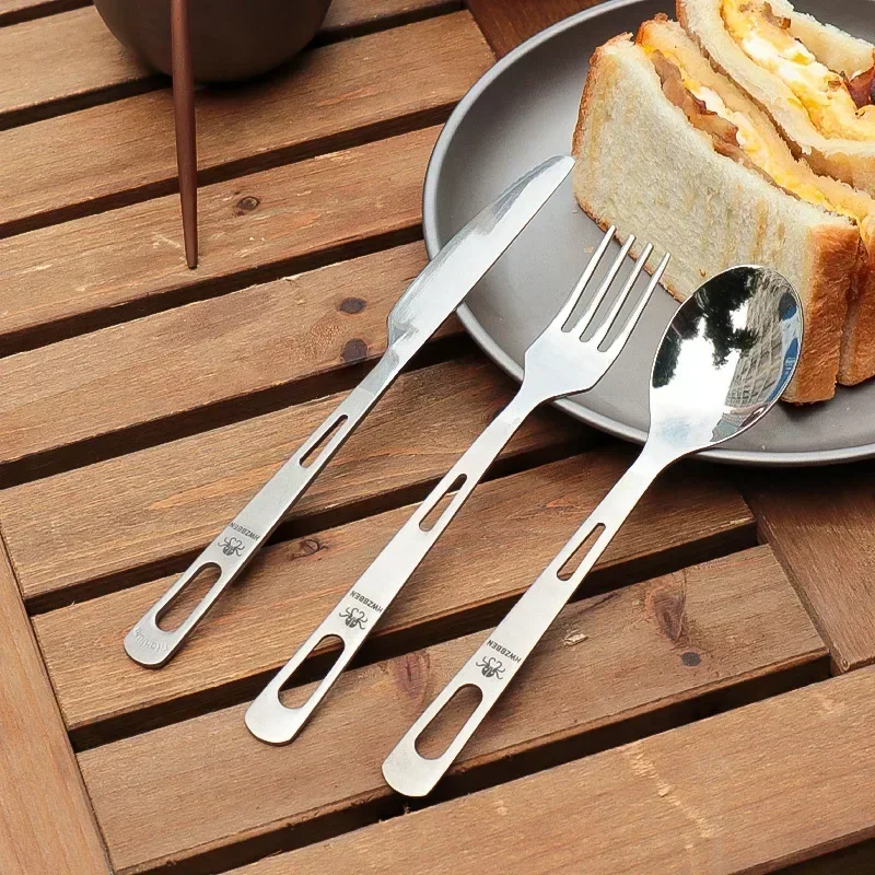 Weaning Spoon Set - Hwzbben-チタン食器セット、フォーク、スプーン、ナイフ、ポータブル、超軽量、キッチンツール、キャンプ用品、アウトドアピクニック