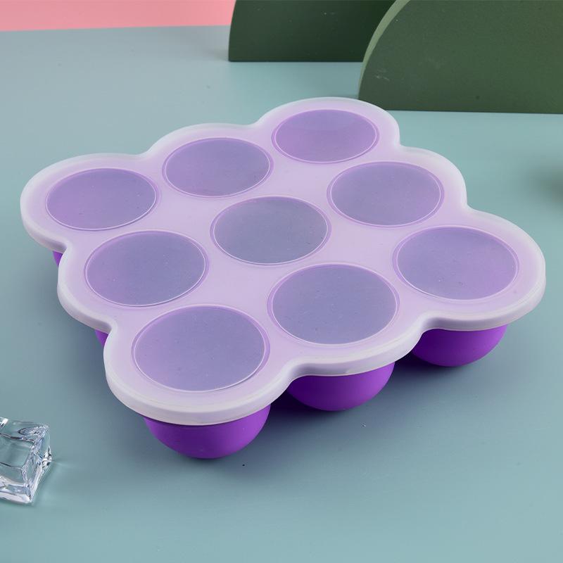 Baby Food Homemade - ベビーフードシリコン容器 9グリッド冷凍トレイ 漏れ防止蓋 簡単リリース 自家製ピューレ保存用