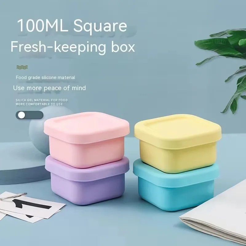 Baby Food Category - 1Pc シリコーンベビーランチボックス 蓋付き 新鮮保存蒸し食品容器 夏用アイスキューブ型 幼児用