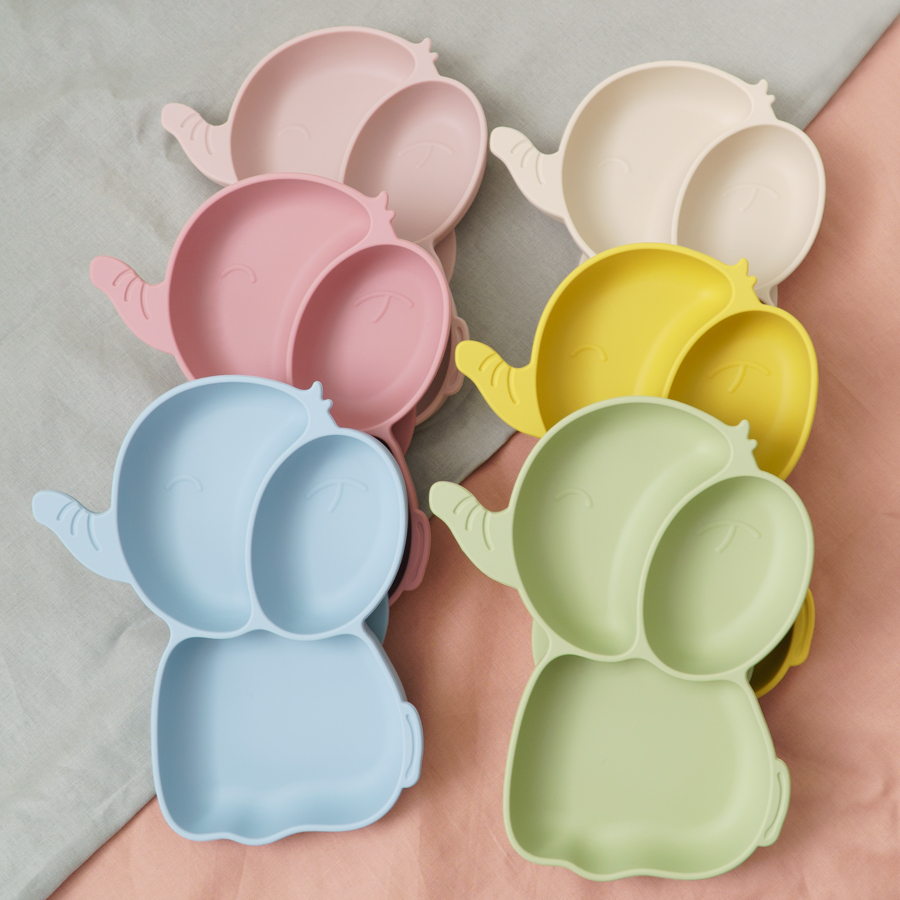 Baby Food Chart - 赤ちゃん,授乳プレート,サッカー,象,漫画のパターン,幼児用のトレーニング皿,1個