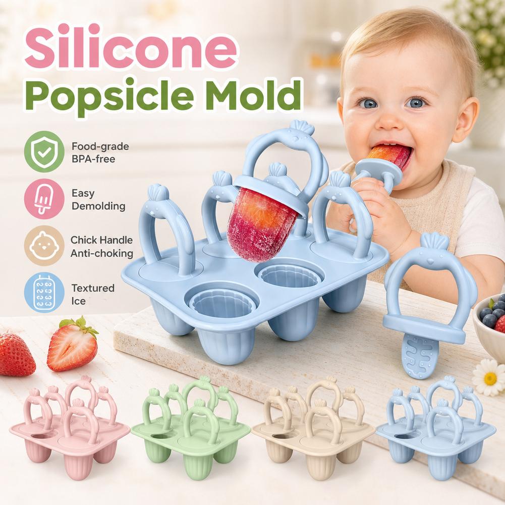Baby Food Homemade - 1セットシリコン製アイスキャンディー型6グリッド自家製ベビーフード保存容器、スナック、フルーツピューレ、アイスキャンディーメーカー