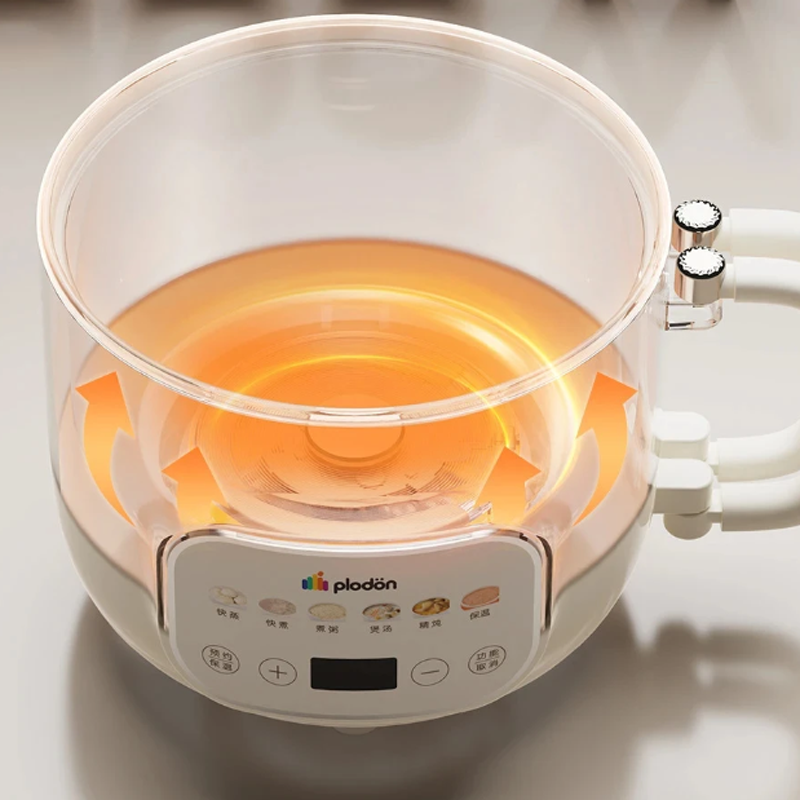 Baby Food Steamer - 1.6L 電気調理鍋マルチクッカーミニ鍋折りたたみハンドル炊飯器スープベビーフードポット 600 ワット食品蒸し器 220V