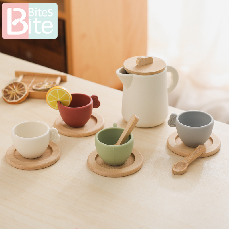 Baby Food Restaurant - ベビープレイセット 9pc アフタヌーンティーセット子供ままごとのおもちゃアフタヌーンティーセットポット食品グレードのシリコーンのおもちゃ女の子のギフト用