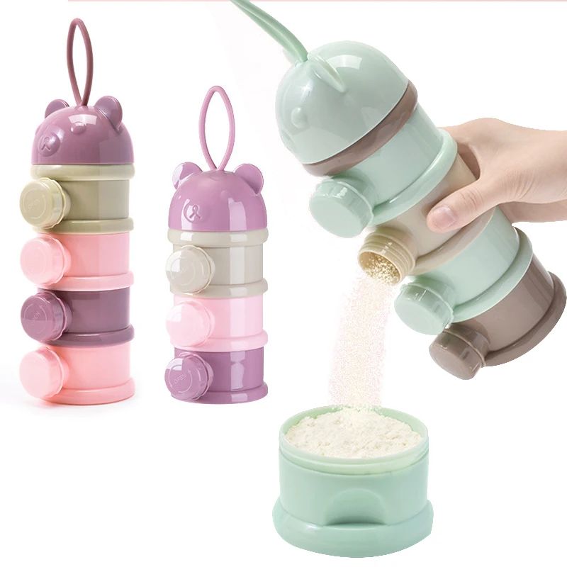Baby Food Zone - 3/4 層ベビーポータブルベビーフード収納ボックス複数の開口部ディスペンサー漫画幼児粉ミルクボックス幼児スナック容器