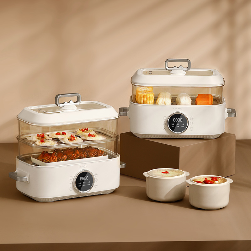 Baby Food Steamer - 10L 3-in-1 電気蒸し器 - 多機能調理鍋 (ベビーフードスチーマー、レストラン/家庭用、急速加熱、BPAフリー)