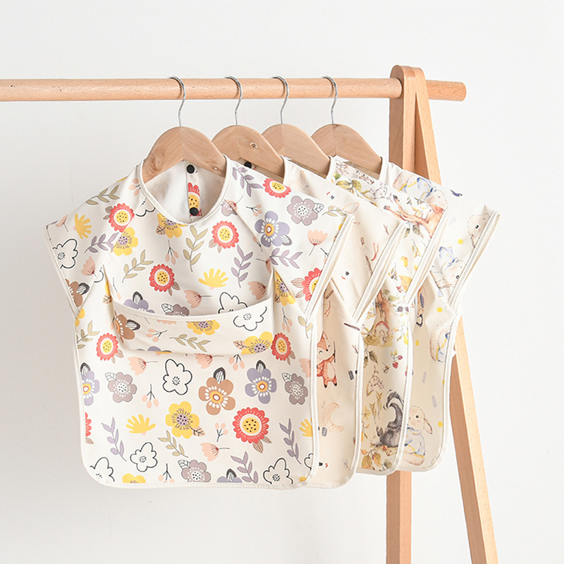 Baby Food Newborn - 新生児よだれかけブラウス防水ノースリーブリバースドレッシング幼児食事服エプロンよだれかけ保護服