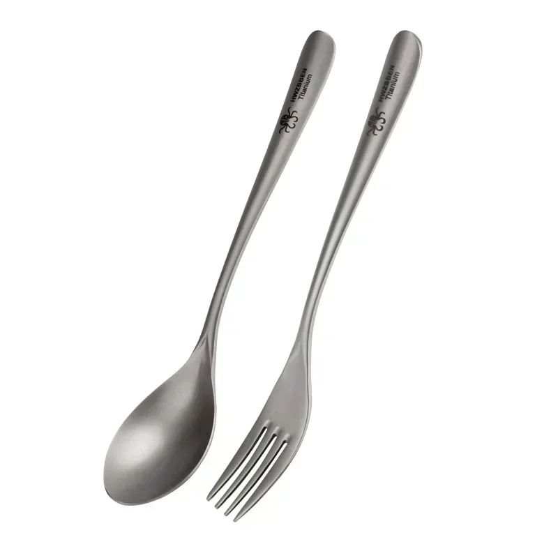 Weaning Spoon Set - Hwzbben-チタン屋外キャンプ用食器、箸、フォーク、スプーンセット、軽量、ポータブル食器