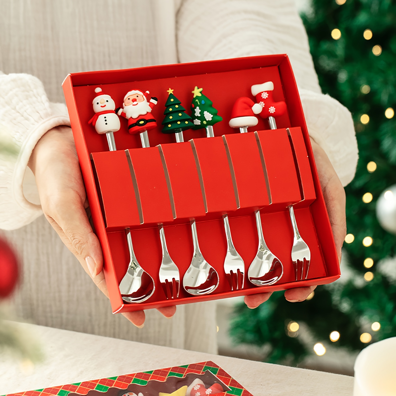 Weaning Spoon Set - クリエイティブなクリスマスフォーク＆スプーンセット ステンレス製食器 コーヒー・ティー・デザート用フォーク＆スプーン ギフトセット