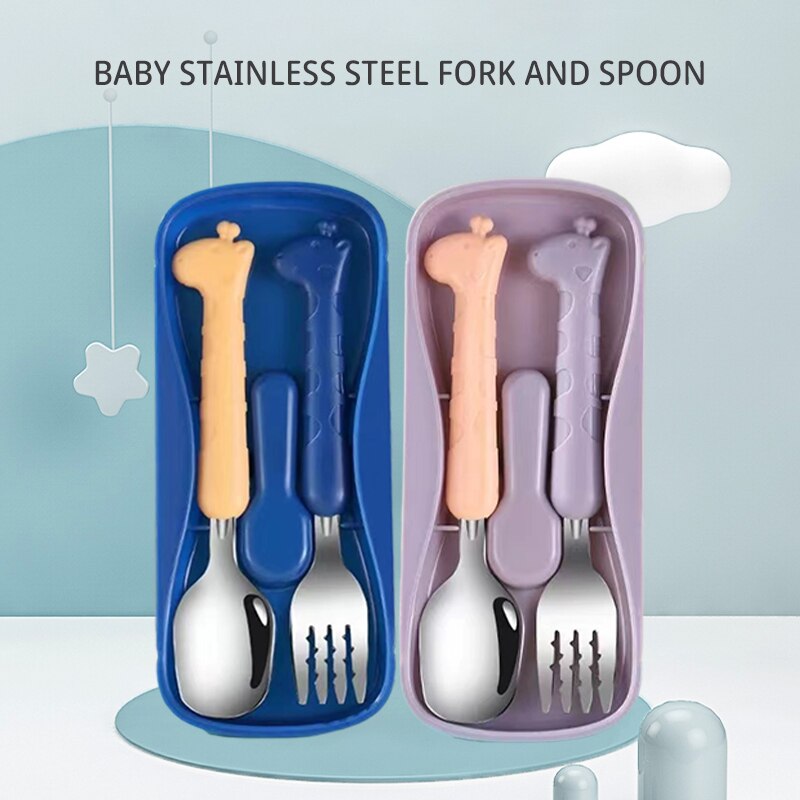 2PCS子供用食器304食品グレードのステンレス鋼のナイフと - Baby Food Utensil のレビューと価格
