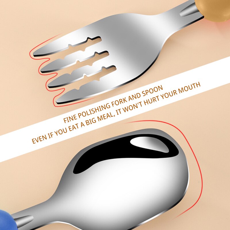 2PCS子供用食器304食品グレードのステンレス鋼のナイフと - Baby Food Utensil のレビューと価格