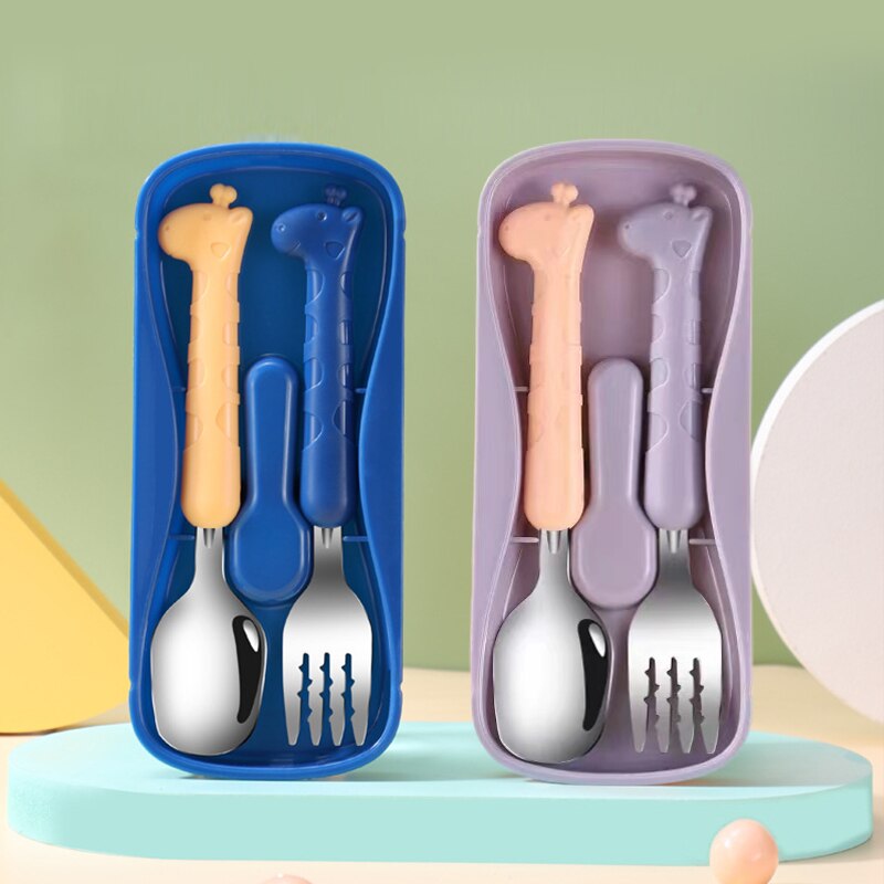 2PCS子供用食器304食品グレードのステンレス鋼のナイフと - Baby Food Utensil のレビューと価格