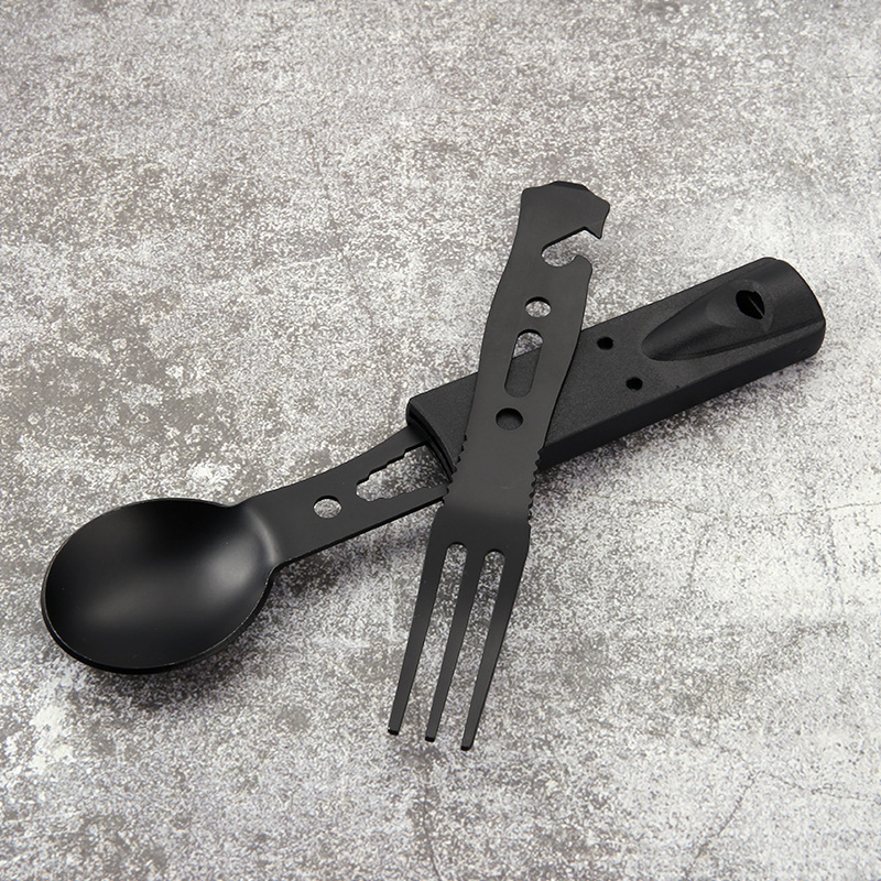 ステンレス製キャンプ用カトラリーセット、ホイッスル付き多機能 - Weaning Spoon Set のレビューと価格