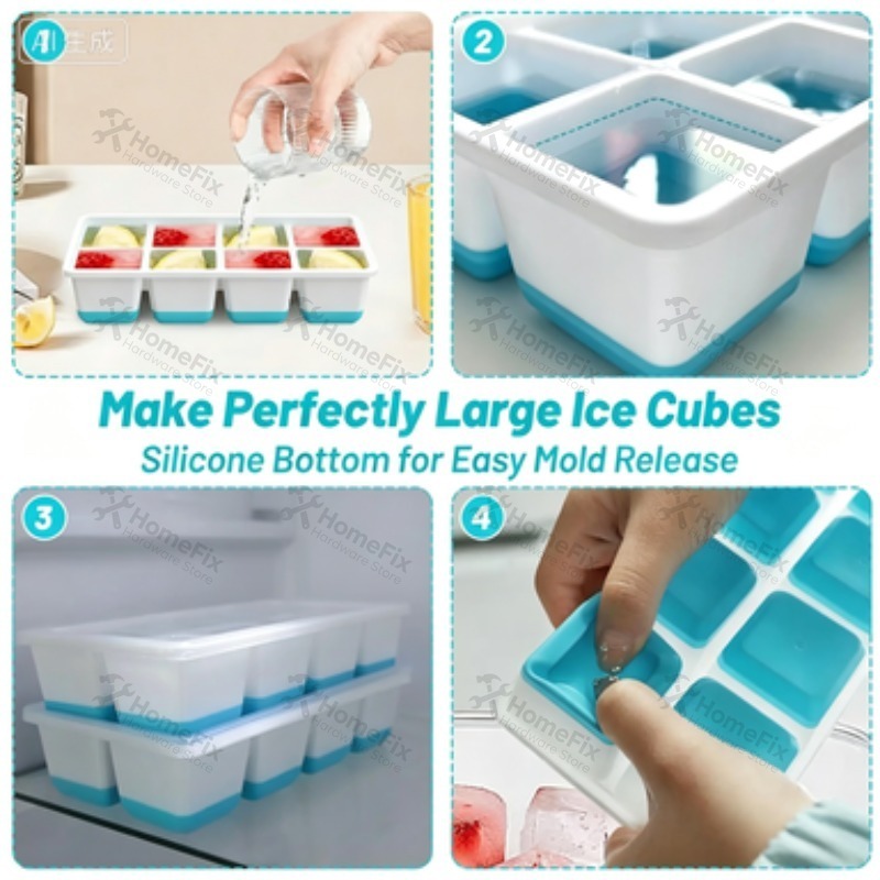 新しい8グリッド製氷皿、柔らかい底の自家製アイスクリームトレ - Baby Food Homemade のレビューと価格