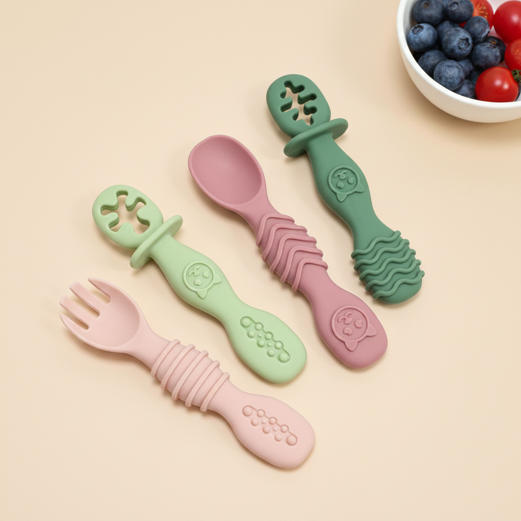 4個入りシリコンスプーンセット、ウサギ柄中空デザイン、ピュー - Baby Food Newborn のレビューと価格
