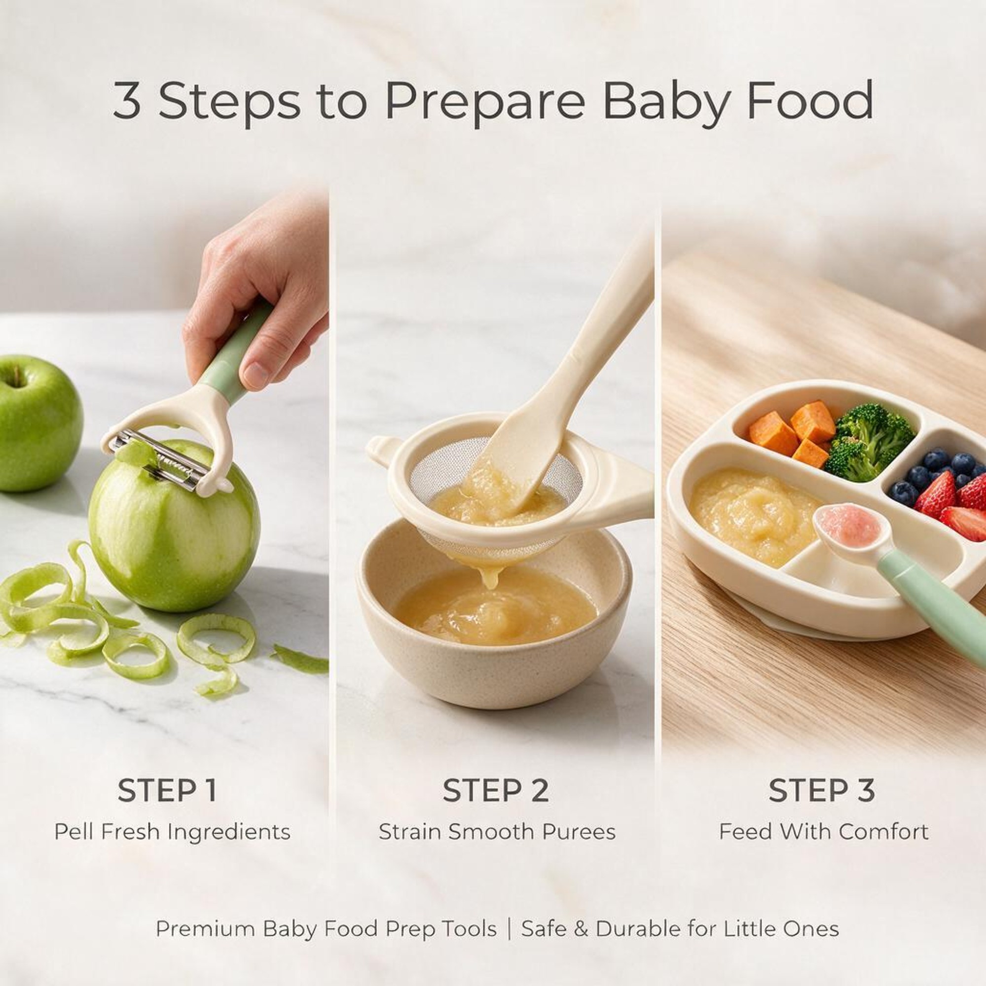 3点セット ベビーフード調理キット ベビーフード用スプーン  - Baby Food Strainer のレビューと価格