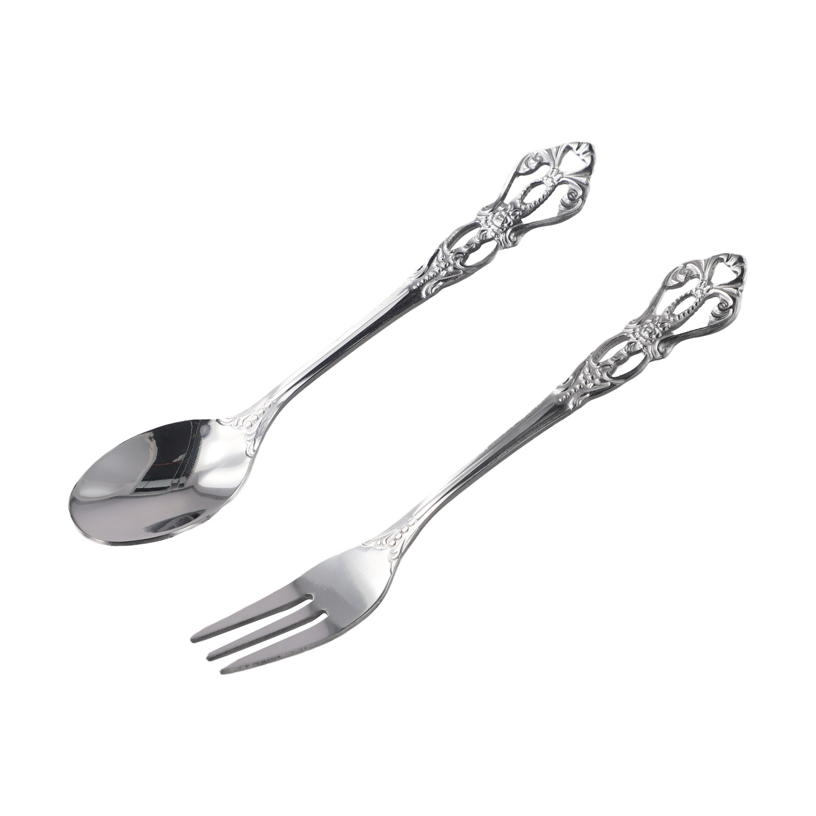 1 ペアヴィンテージゴールドスプーンフォークカトラリーセット - Weaning Spoon Set のレビューと価格