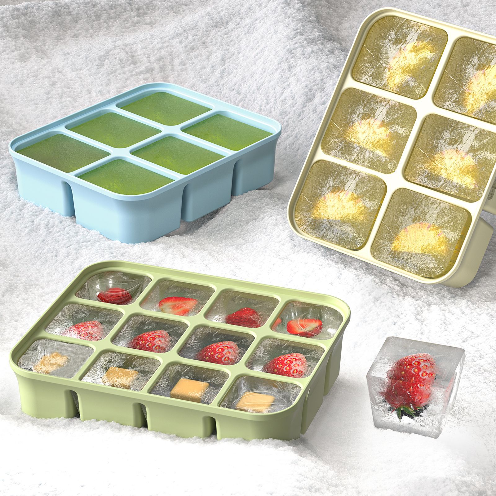 3個入りシリコンベビーフードフリーザートレイ蓋付き、自家製フ - Baby Food Homemade のレビューと価格