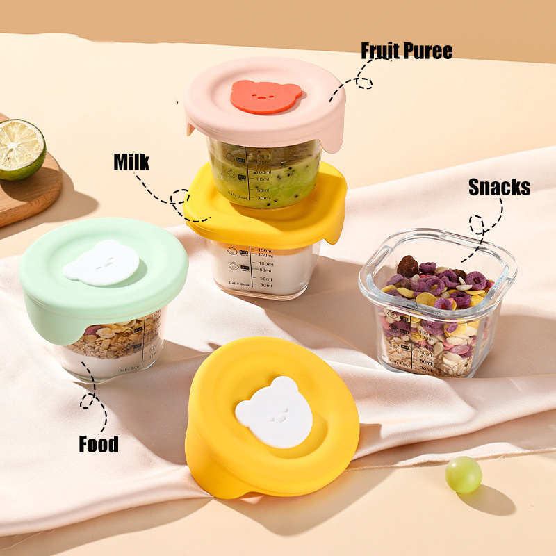 ふた付きベビーフード収納ジャー、幼児用の漏れ防止スナックピュ - Baby Food Category のレビューと価格