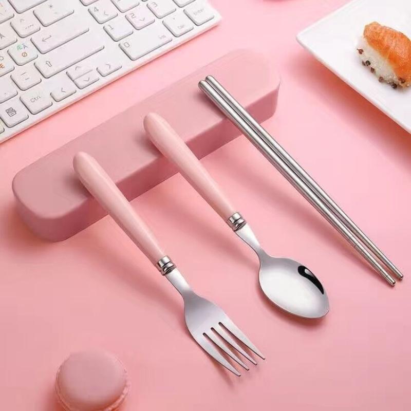 ステンレス鋼ポータブル学生食器アウトドア旅行弁当箱スプーンフ - Weaning Spoon Set のレビューと価格