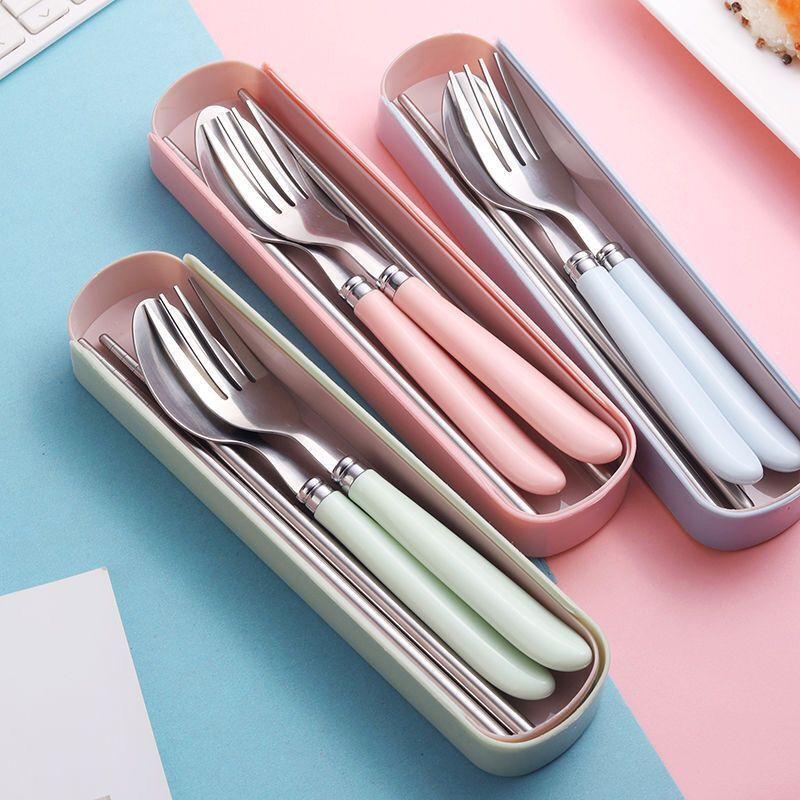 ステンレス鋼ポータブル学生食器アウトドア旅行弁当箱スプーンフ - Weaning Spoon Set のレビューと価格