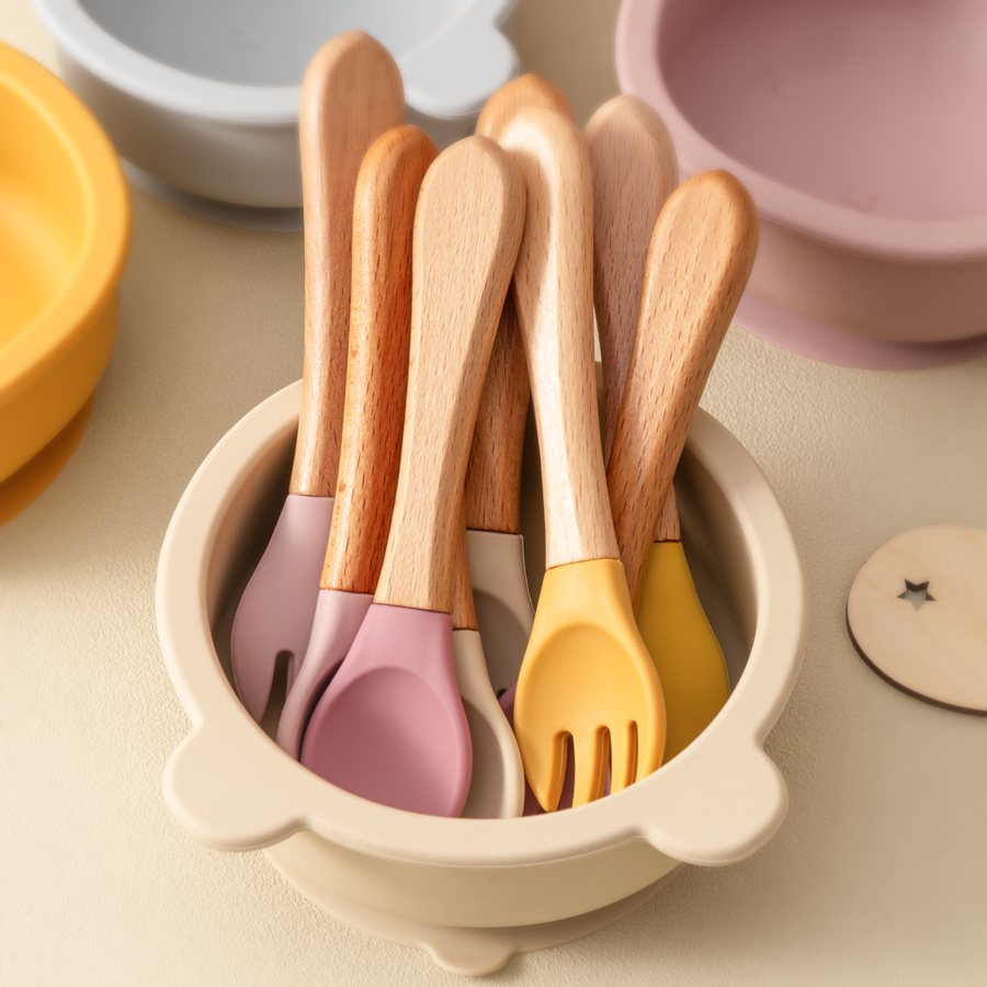 2 個ベビー学習スプーン食器セット食品グレードの木製ハンドル - Baby Food Category のレビューと価格