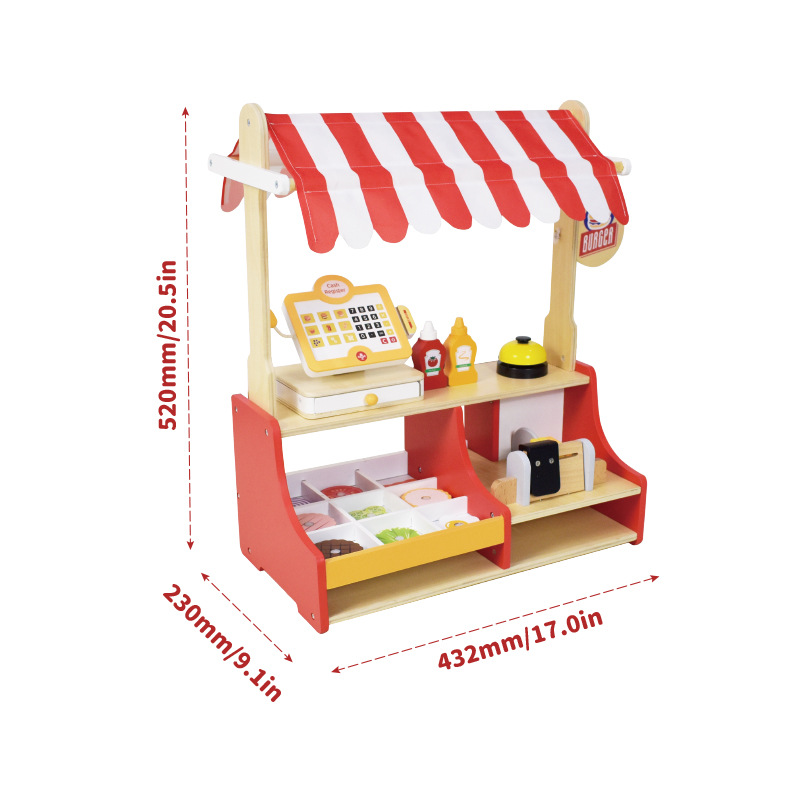 子供のおもちゃパズル木製ハンバーガーショップセットミニチュア - Baby Food Restaurant のレビューと価格