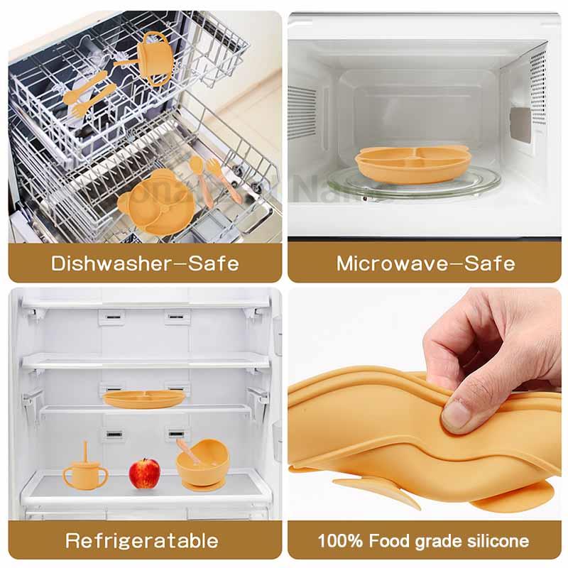 給餌セットシリコーンベビー吸盤ボウル皿プレート子供のためのク - Baby Food Utensil のレビューと価格