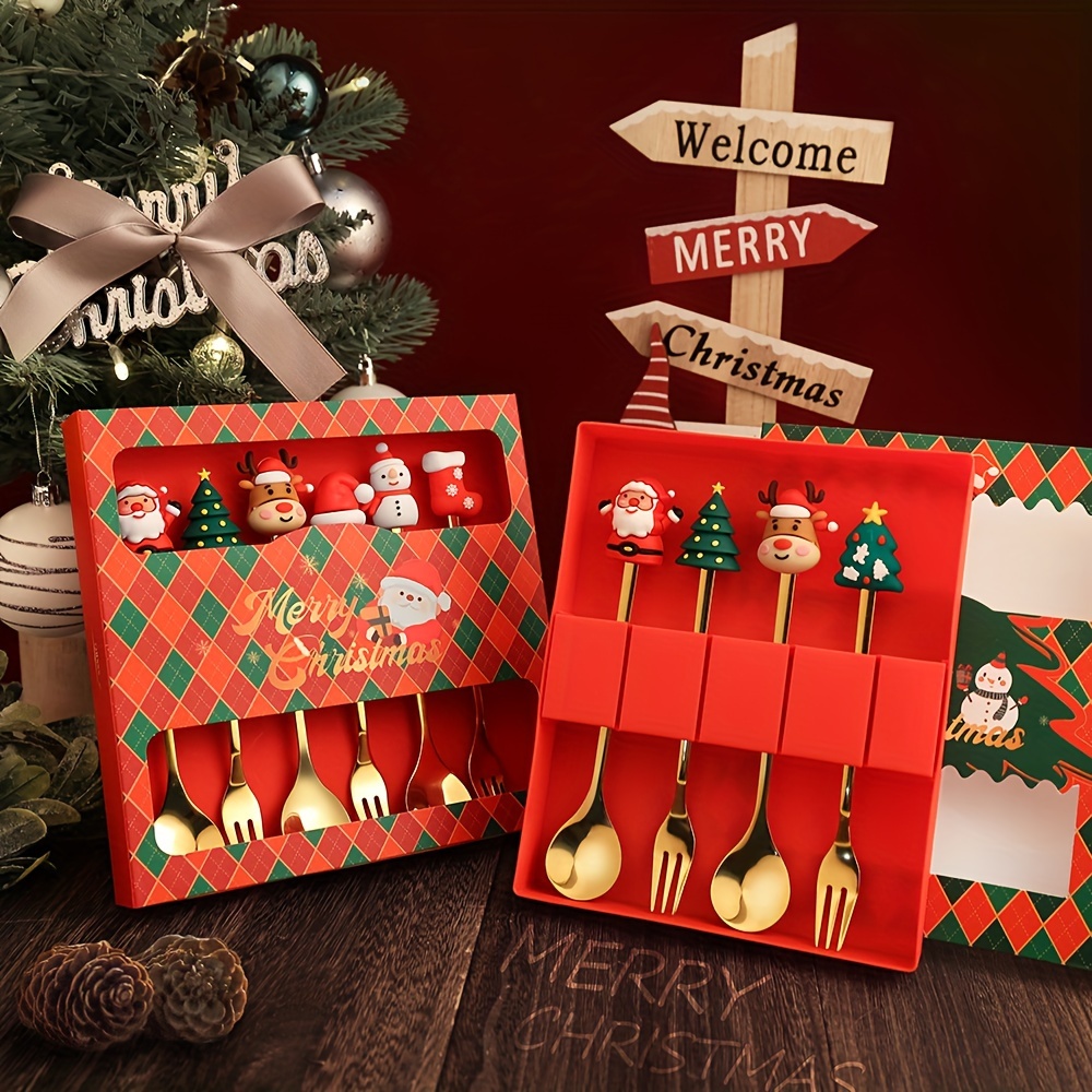 クリエイティブなクリスマスフォーク＆スプーンセット ステンレ - Weaning Spoon Set のレビューと価格